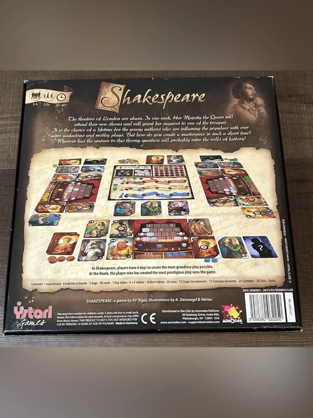 Ystari Games Shakespeare Strategy Board Game 1-4 Players Ages 13+ **READ**